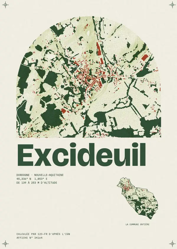 Affiche de Excideuil, calculée par 123-fr d'après l'IGN