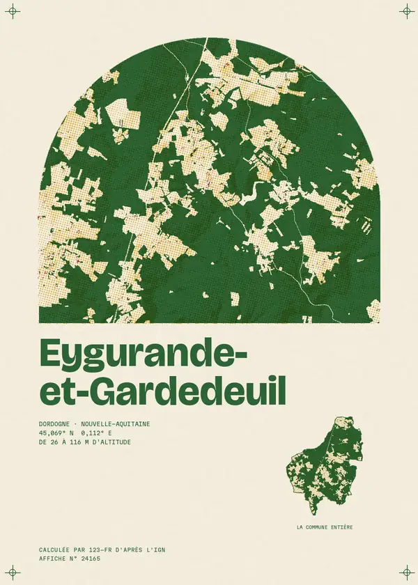 Affiche de Eygurande-et-Gardedeuil, calculée par 123-fr d'après l'IGN