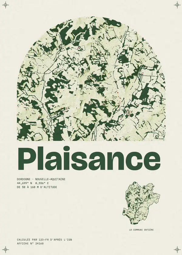 Affiche de Plaisance, calculée par 123-fr d'après l'IGN