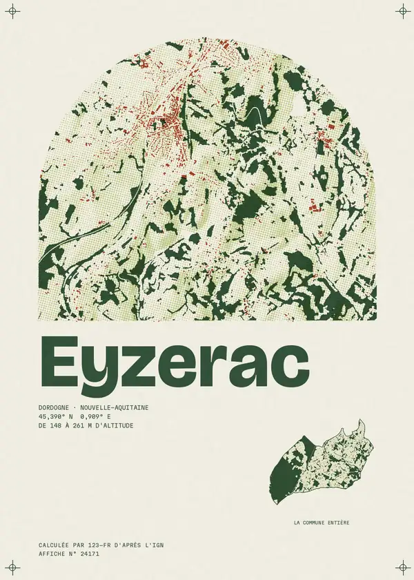 Affiche de Eyzerac, calculée par 123-fr d'après l'IGN