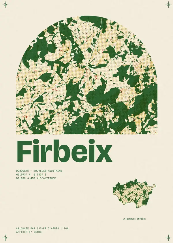Affiche de Firbeix, calculée par 123-fr d'après l'IGN