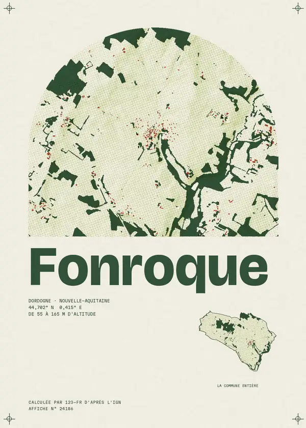Affiche de Fonroque, calculée par 123-fr d'après l'IGN