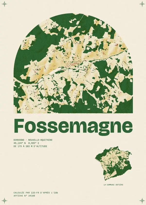 Affiche de Fossemagne, calculée par 123-fr d'après l'IGN
