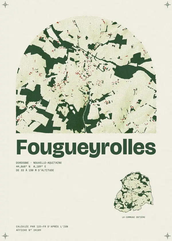Affiche de Fougueyrolles, calculée par 123-fr d'après l'IGN