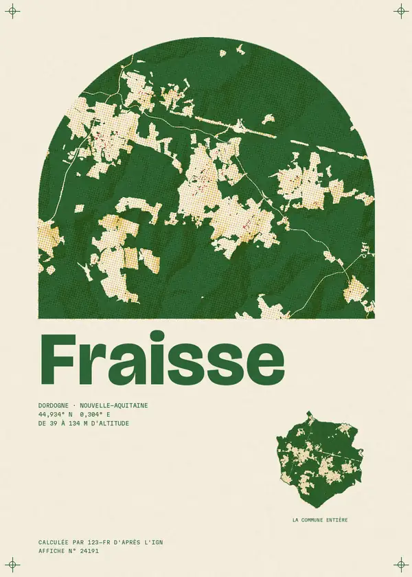 Affiche de Fraisse, calculée par 123-fr d'après l'IGN
