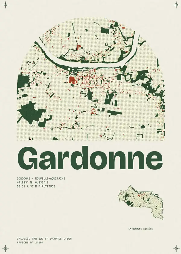 Affiche de Gardonne, calculée par 123-fr d'après l'IGN