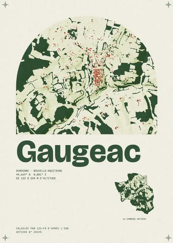 Affiche de Gaugeac, calculée par 123-fr d'après l'IGN
