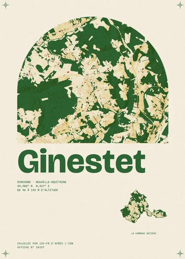 Affiche de Ginestet, calculée par 123-fr d'après l'IGN