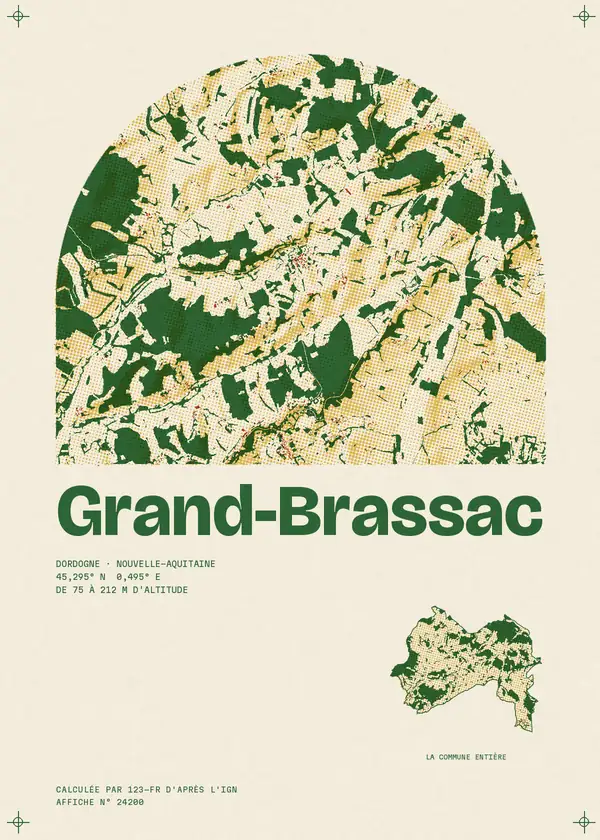 Affiche de Grand-Brassac, calculée par 123-fr d'après l'IGN