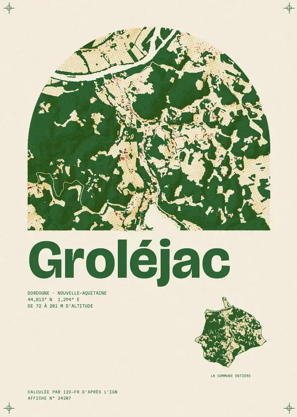 Affiche de Groléjac, calculée par 123-fr d'après l'IGN