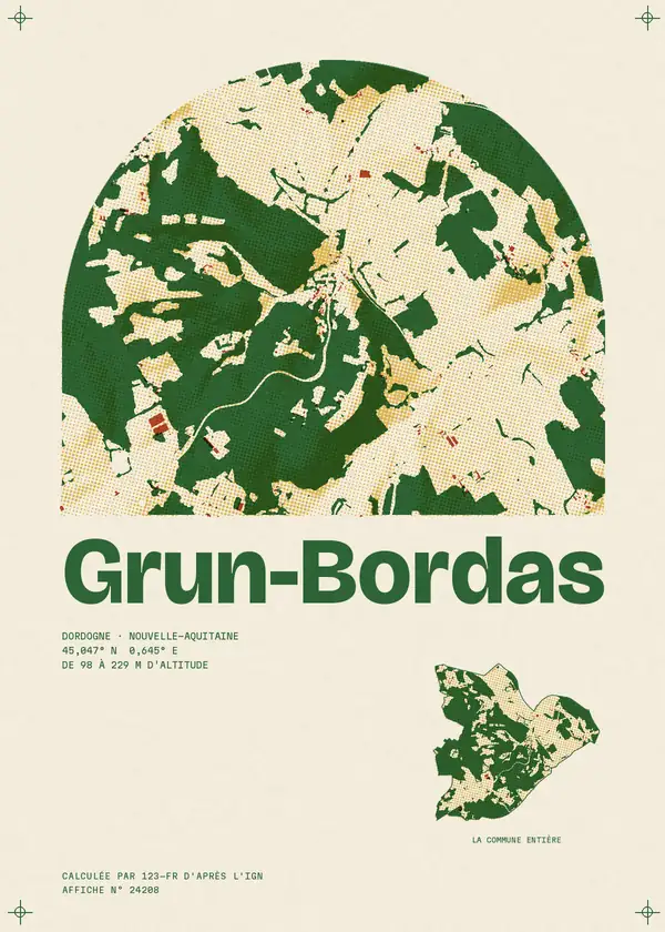 Affiche de Grun-Bordas, calculée par 123-fr d'après l'IGN