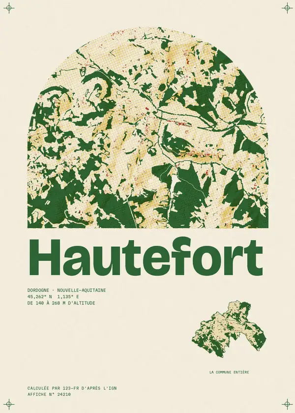Affiche de Hautefort, calculée par 123-fr d'après l'IGN