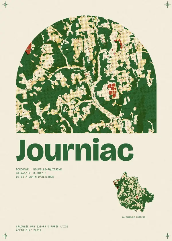 Affiche de Journiac, calculée par 123-fr d'après l'IGN