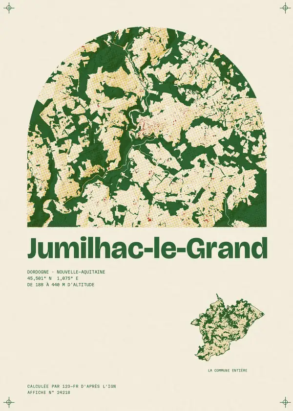 Affiche de Jumilhac-le-Grand, calculée par 123-fr d'après l'IGN
