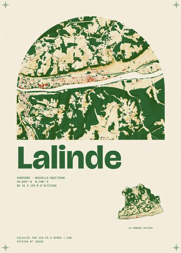 Affiche de Lalinde, calculée par 123-fr d'après l'IGN