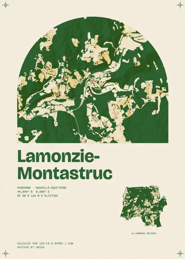 Affiche de Lamonzie-Montastruc, calculée par 123-fr d'après l'IGN