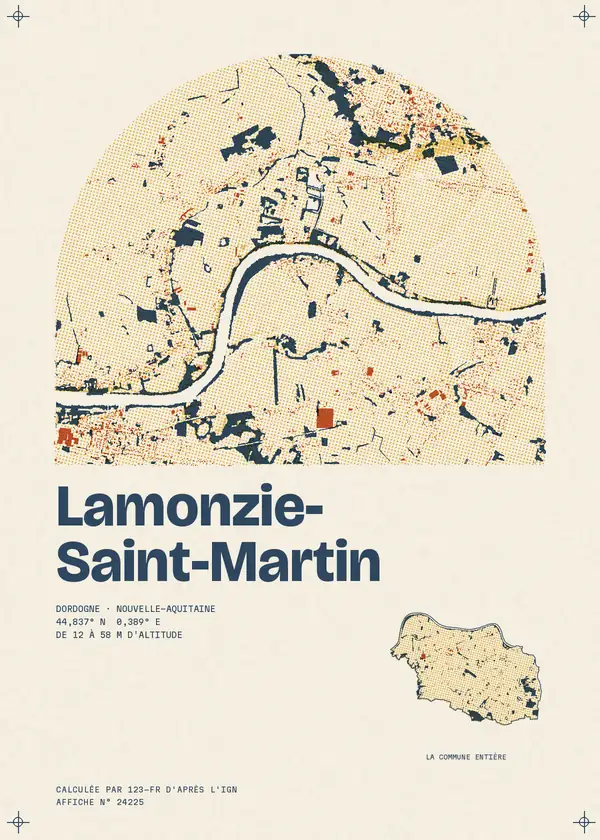 Affiche de Lamonzie-Saint-Martin, calculée par 123-fr d'après l'IGN