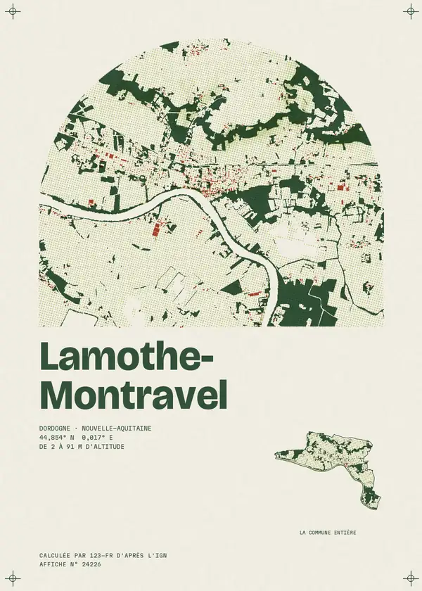 Affiche de Lamothe-Montravel, calculée par 123-fr d'après l'IGN