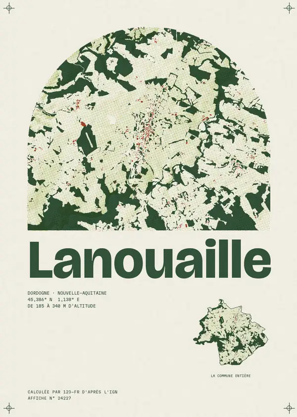Affiche de Lanouaille, calculée par 123-fr d'après l'IGN