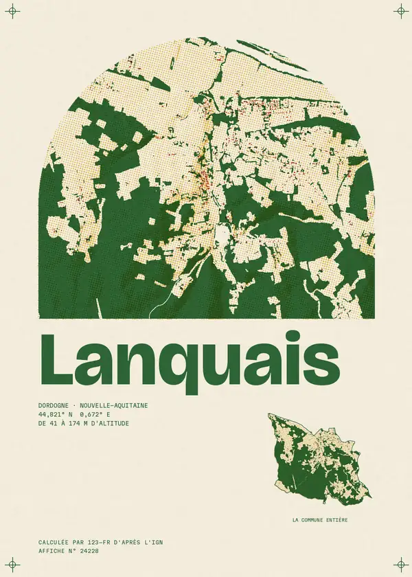 Affiche de Lanquais, calculée par 123-fr d'après l'IGN
