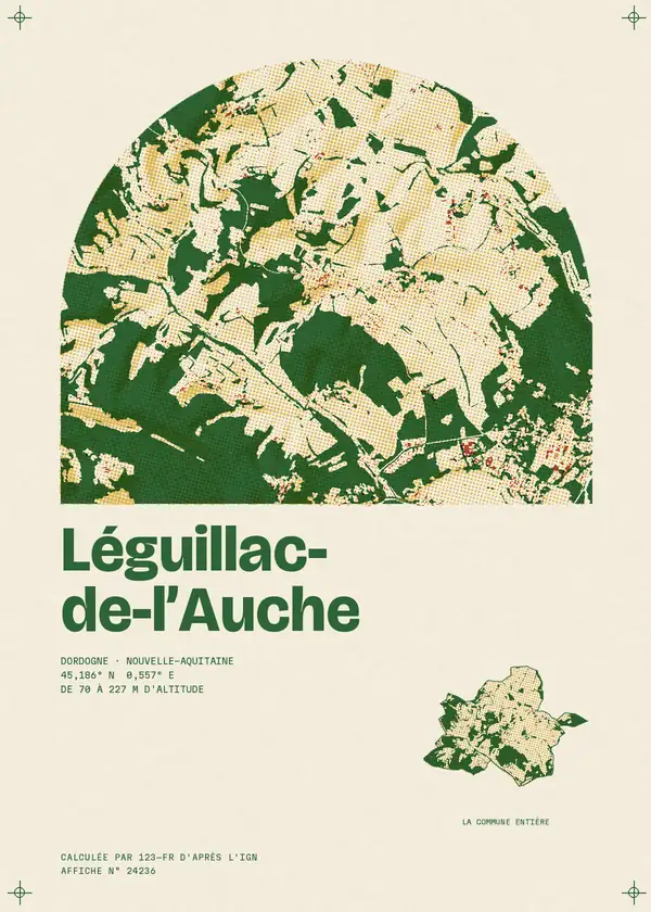 Affiche de Léguillac-de-l'Auche, calculée par 123-fr d'après l'IGN