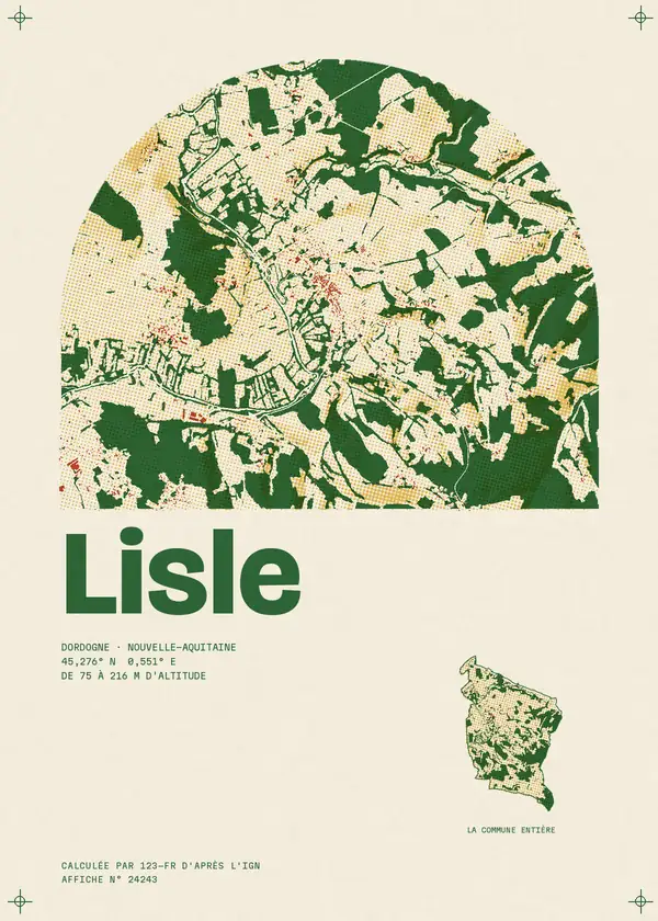 Affiche de Lisle, calculée par 123-fr d'après l'IGN