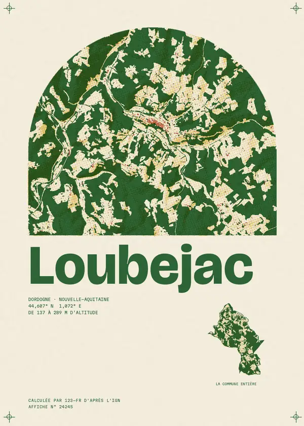 Affiche de Loubejac, calculée par 123-fr d'après l'IGN