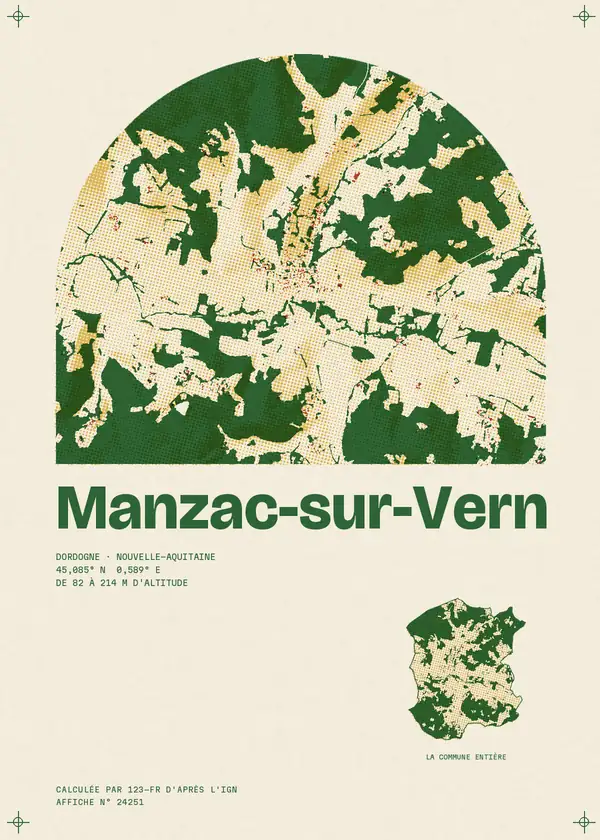 Affiche de Manzac-sur-Vern, calculée par 123-fr d'après l'IGN
