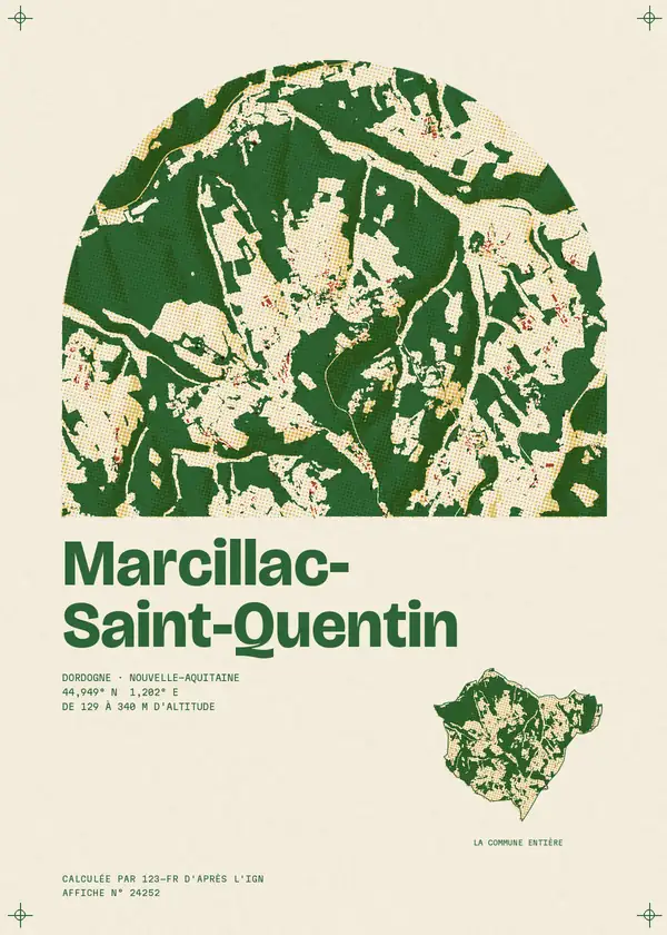 Affiche de Marcillac-Saint-Quentin, calculée par 123-fr d'après l'IGN
