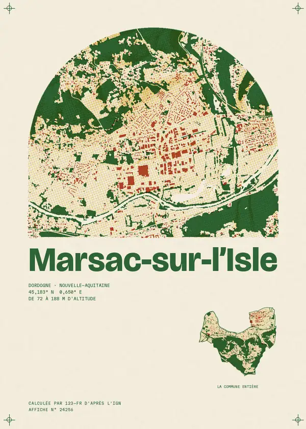 Affiche de Marsac-sur-l'Isle, calculée par 123-fr d'après l'IGN