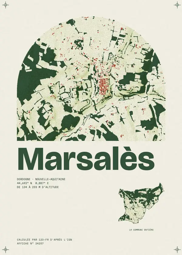 Affiche de Marsalès, calculée par 123-fr d'après l'IGN