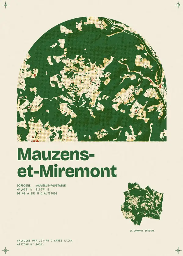 Affiche de Mauzens-et-Miremont, calculée par 123-fr d'après l'IGN