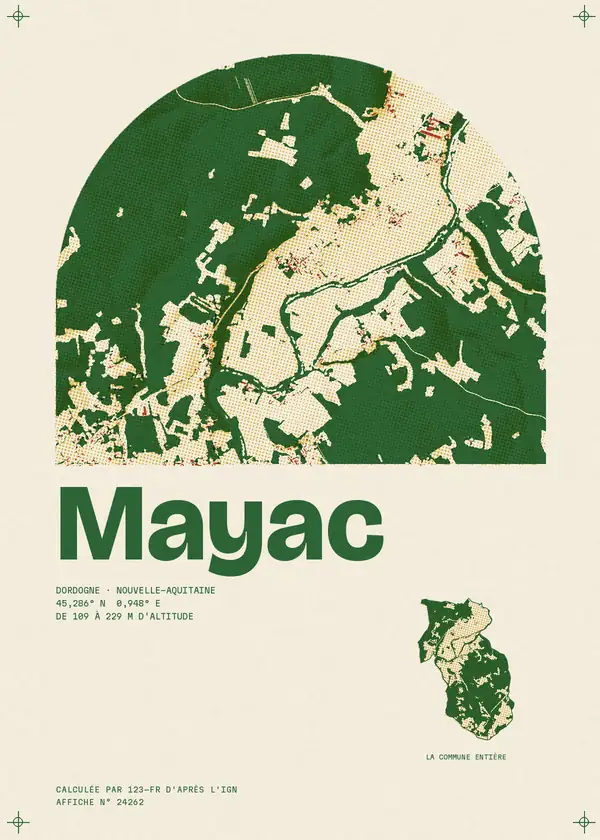 Affiche de Mayac, calculée par 123-fr d'après l'IGN