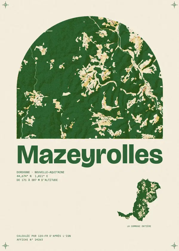 Affiche de Mazeyrolles, calculée par 123-fr d'après l'IGN