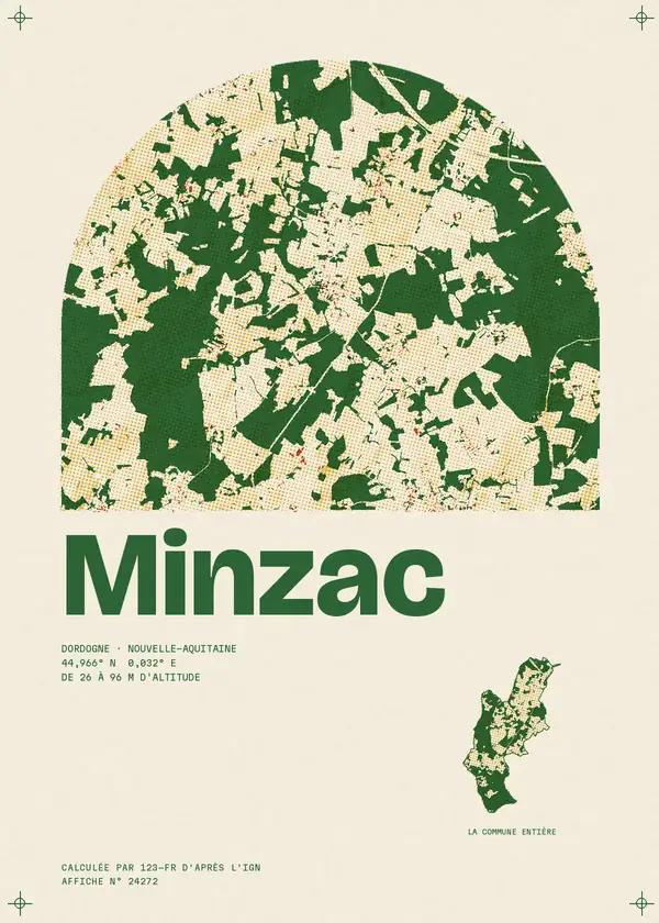 Affiche de Minzac, calculée par 123-fr d'après l'IGN