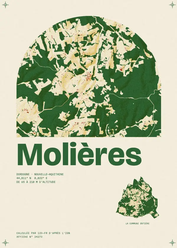 Affiche de Molières, calculée par 123-fr d'après l'IGN