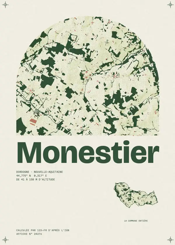 Affiche de Monestier, calculée par 123-fr d'après l'IGN