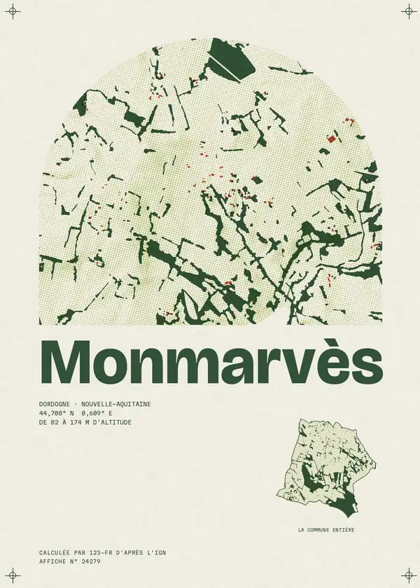 Affiche de Monmarvès, calculée par 123-fr d'après l'IGN