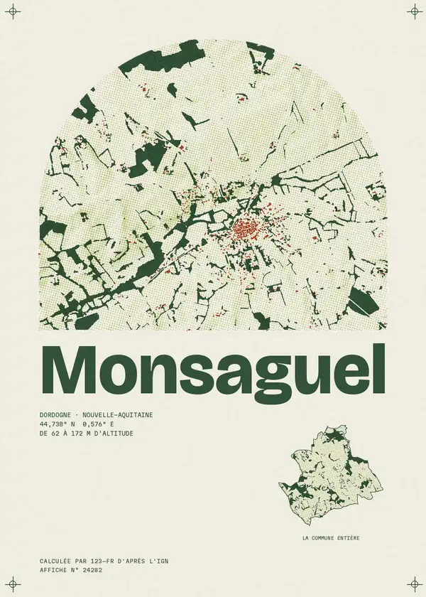 Affiche de Monsaguel, calculée par 123-fr d'après l'IGN