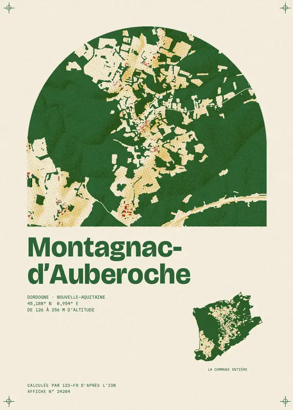 Affiche de Montagnac-d'Auberoche, calculée par 123-fr d'après l'IGN