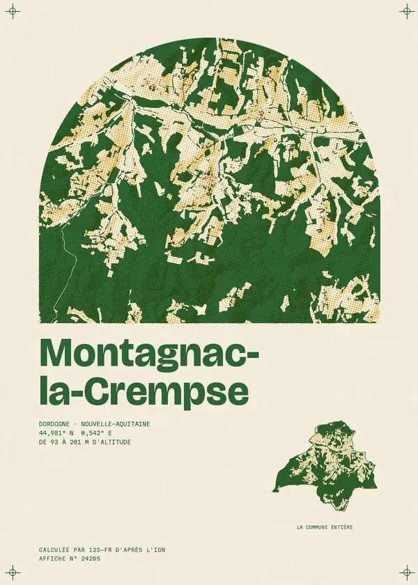 Affiche de Montagnac-la-Crempse, calculée par 123-fr d'après l'IGN