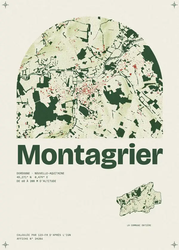 Affiche de Montagrier, calculée par 123-fr d'après l'IGN