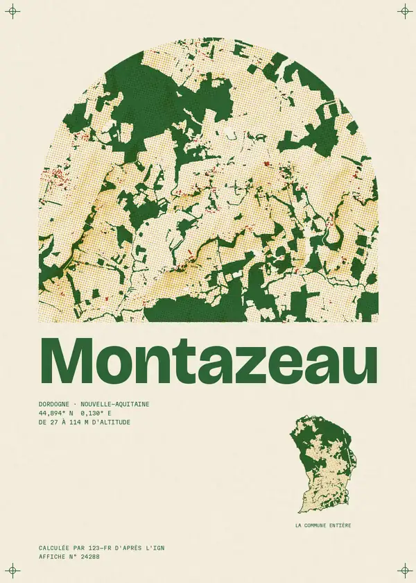 Affiche de Montazeau, calculée par 123-fr d'après l'IGN