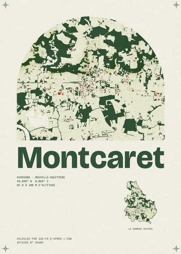 Affiche de Montcaret, calculée par 123-fr d'après l'IGN