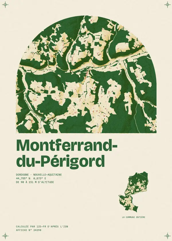 Affiche de Montferrand-du-Périgord, calculée par 123-fr d'après l'IGN