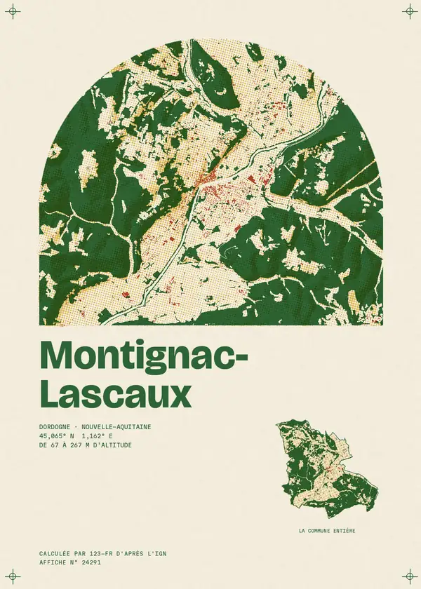 Affiche de Montignac-Lascaux, calculée par 123-fr d'après l'IGN