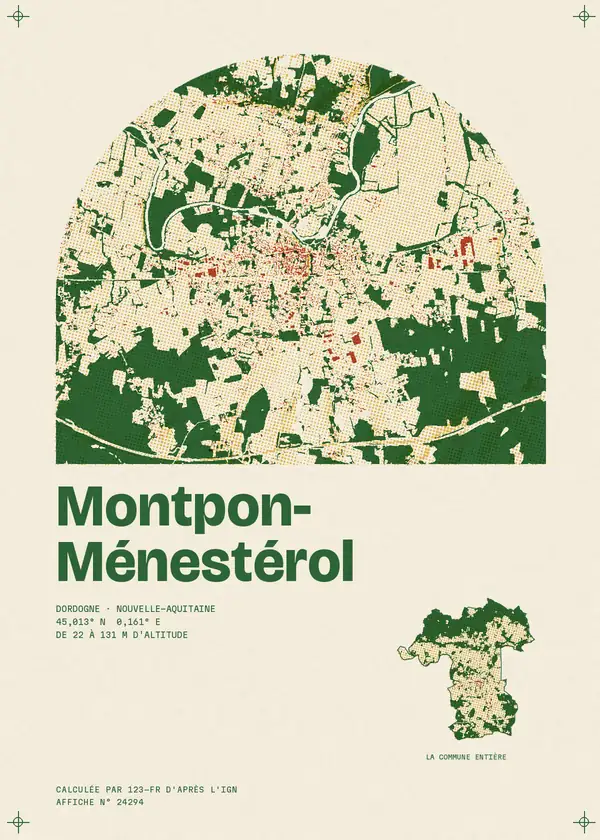Affiche de Montpon-Ménestérol, calculée par 123-fr d'après l'IGN