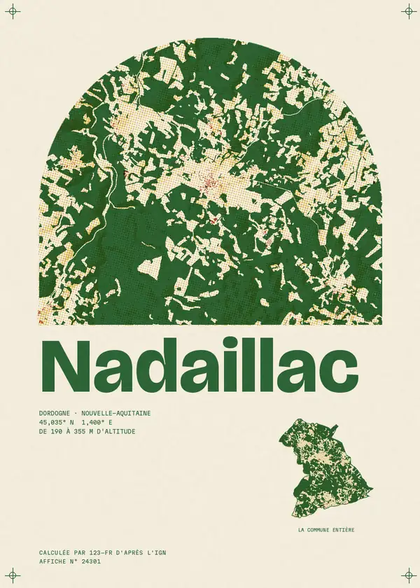 Affiche de Nadaillac, calculée par 123-fr d'après l'IGN