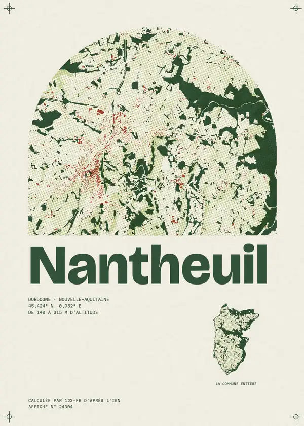 Affiche de Nantheuil, calculée par 123-fr d'après l'IGN