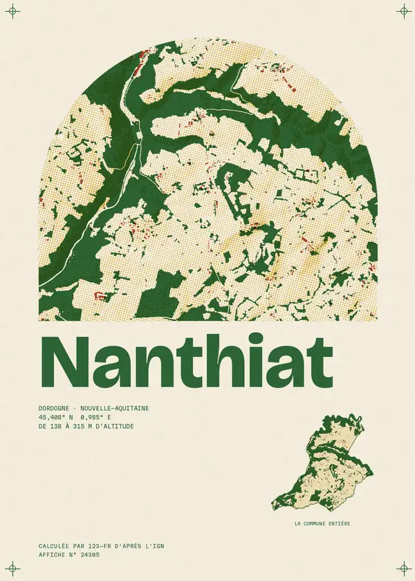 Affiche de Nanthiat, calculée par 123-fr d'après l'IGN